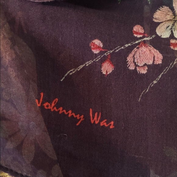 Johnny Was Dark Floral Scarf - Picture 2 of 3